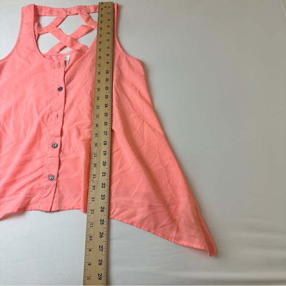Studio Y Tank Top Womens Small Button Front Sleeveless Criss Cross Back Flowy - Picture 9 of 11
